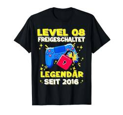 Level 8 Jahre Geburtstagsshirt junge Gamer 2016 Geburtstag T-Shirt von Level Up Birthday Awesome Gamer Level Unlocked