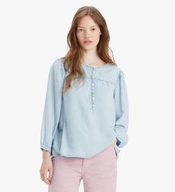 Levi's für Damen. A7423-0005 Halsey Bluse blau (M), Lässig, Langarm, Lyocell von Levi's