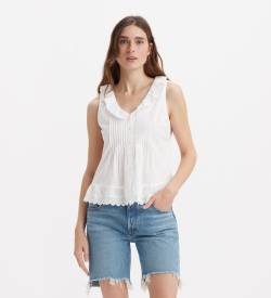 Levi's für Damen. A8674-0008 Bluse Fauna weiß (S), Lässig, Baumwolle, Ärmellos / Hosenträger von Levi's