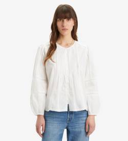 Levi's für Damen. A9300-0002 Aliyah Bluse weiß (L), Lässig, Baumwolle, Langarm von Levi's