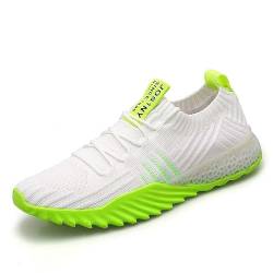 Lewhosy Unisex Arianna Sneaker Damen Herren Leichte Atmungsaktive Walking Schuhe Rutsch Athletische Mode Mesh Gym Casual Sportschuhe Weiß Grün-41 von Lewhosy