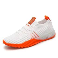 Lewhosy Unisex Arianna Sneaker Damen Herren Leichte Atmungsaktive Walking Schuhe Rutsch Athletische Mode Mesh Gym Casual Sportschuhe Weiß Orange-38 von Lewhosy