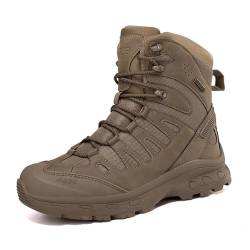 Lfzhjzc Outdoor Kampfstiefel Männer, wasserabweisend atmungsaktiv, mit seitlichem Reißverschluss, leichte Stiefel, Armee Dschungel Stiefel, Motorradstiefel(Khaki,41 EU) von Lfzhjzc