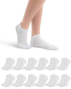 Libella Weiße Sneaker Socken Damen 39-42 Weiße Socken Füßlinge Damen Herren 39-42 Socken Weiss Damen 39-42 Baumwolle 12 Paar Sneakersocken Kurze Socken Sportsocken Halbsocken Socks Unisex von Libella