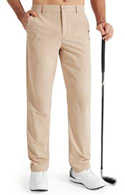 Libin Herren Golf Hosen Slim Fit Stretch Arbeitskleid Hosen 30"/32" Schnelltrocknend Leichter Casual Komfort mit Taschen (DE/NL/SE/PL, Bundweite & Schrittlänge, 32, 30, Khaki) von Libin