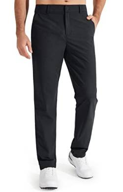 Libin Herren Golf Hosen Stretch Slim Fit Anzughose Hosen 30"/32" Quick Dry Freizeithose Leichter Komfort Chino Hose mit Taschen, Bundweite & Schrittlänge, 34, 30, Black von Libin