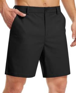 Libin Kurze Hosen Herren Golf Hose Kurz Stretch Shorts 17,8 cm (7 Zoll), Quick-Drying Leichte Komfort Casual Shorts, Dress Hose,Flache Vorderseite, Schwarz, 30 von Libin