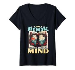 Damen Öffne ein Buch und du öffnest deinen Geist Bibliothekar für Bibliotheksbücher T-Shirt mit V-Ausschnitt von Librarian Designs for Librarians