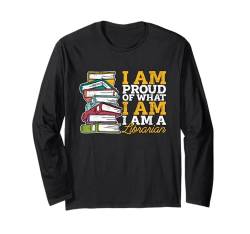 Ich bin stolz auf das, was ich lese, Lehrer, Bookaholic, Bibliothekar Langarmshirt von Librarian Designs for Librarians