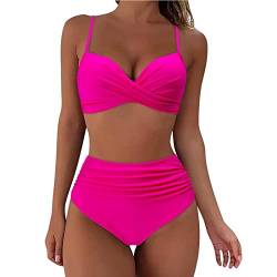 Lidssacde Bikini Damen Bauchweg Sport Große Brüste Bikini Oberteil Sexy Bademode Push Up Bauchweg Strandmode Bikini Set Zweiteiler Badeanzug Triangel Sonnendurchlässiger Bilini Pink Urlaubsgadet von Lidssacde