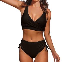 Lidssacde Bikini Damen Set Bauchweg Sexy Strandmode Push Up Badeanzug Sport Große Brüste Bademode Bikini Oberteil Sonnendurchlässiger Bikini Set Bandeau Shape Bügelbikiniset Zweiteiler Urlaubsgadet von Lidssacde