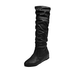 Lidssacde overknees stiefel damen flach unter 20 Stiefel Kniehoch Damen Schwarz Boots Lange Weiter Schaft Stiefel Gothic Kniehoch Overknees Weitschaftstiefel Sexy Stiefeletten von Lidssacde