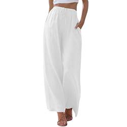 Sommerhose Damen Leicht, Leicht Luftig Weite Stoffhose Pants Sommerhose Mit Gummizug Leinenhose Culotte Hosen Schöne Elegant Musselin Schlupfhose Locker Trousers Stoffhose Linen von Lidssacde