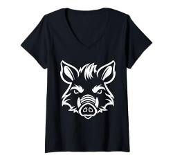 Damen Biest kleine Wildschweine Tiere süßes, Wildschwein T-Shirt mit V-Ausschnitt von Liebe Tiere Wildschweine Lustiges Wildschwein