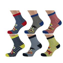 Lieblingsstrumpf24 6 er Pack Kinder Socken Jungen Mädchen Baumwoll (Monster Mix, 23-26) von Lieblingsstrumpf24