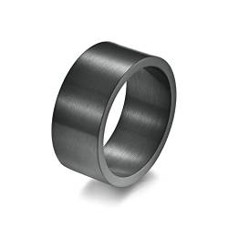 Lieson Edelstahl Ring Herren, Schlicht Breit 10MM Matt Gebürstet Verlobungsringe Freundschaftsringe Eheringe Hochzeitsringe Partnerringe für Herren Schwarz Größe 57 (18.1) von Lieson