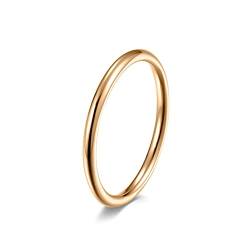 Lieson Ehering Edelstahl Damen, Poliert Dünn 2MM Stapelring Verlobungsringe Freundschaftsringe Hochzeitsringe Partnerringe für Damen Rosegold Gr.52 (16.6) von Lieson