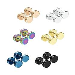 Lieson Ohrringe Edelstahl Herren Damen, Damen Herren Ohrstecker Bunt Ohrstecker 6 Paar (12 Stück) Rund Einfach 14 MM von Lieson