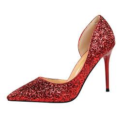 Damen Spitze geschlossene Zehen Stilettos High Heel 9.5 cm Slip On Kleid Pumps Pumps Pumps Pumps High Heels Pumps für Party Wedding Night Club von Life&Women