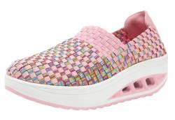 Lifup Damen Gewebte Leichte Atmungsaktive Slip On Sportschuhe Wasserschuhe Lässig Geflochtene Elastische Trainer Komfort Freizeitschuhe Rosa 40 EU von Lifup