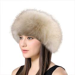 Lifup Damen Winter Kunstfell Stirnband Elastische Ohrenschützer Beige Braun One size von Lifup