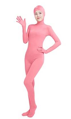 Lifup Unisex Ganzkörperanzug mit Füßen Catsuit Gesicht Offene Unitard Anzug Suit Kostüm Rosa M von Lifup