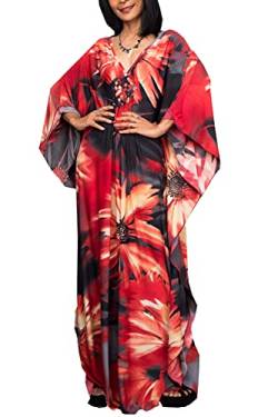 LikeJump Damen Boho Kimono Lang Kaftan Kleid Strandkleider Cardigan Pareo Bikini Cover Ups von LikeJump