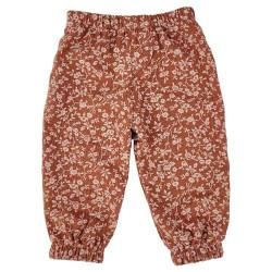 Lilakind“ Baby Kinder Sommer Musselin-​Hose Blumen Terra-Rot Rostrot Gr. 86/92 - Made in Germany von Lilakind