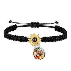 Personalisiertes Armband Mit Foto Ich Liebe Dich 100 Sprachen Foto Projektion Armband Blumen-Charm-Armband| Romantisches Geschenk Für Sie/Ihn (20-28 cm,Blume-2) von Lilancer