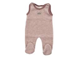 Lilano Baby Strampler mit Fuß Bio-Merinowolle Wollplüsch mauve ringel Gr.56 von Lilano