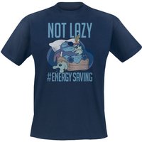 Lilo & Stitch - Disney T-Shirt - Not Lazy - S bis XXL - für Männer - Größe L - blau  - Lizenzierter Fanartikel von Lilo & Stitch