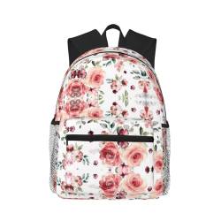 Rozmiar uniwersalny Blooming Rose Flowers Stilvoller Reiserucksack, leicht, Wasserschutz, Laptop-Rucksack für College, Business, Arbeit, Schwarz, Einheitsgröße, Schwarz, Schwarz , Rozmiar uniwersalny von LimPac