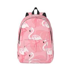 Sommer-Flamingo-Rucksack mit Palmenblättern, Segeltuch, Reise-Laptop-Tasche, Wasserschutz und ergonomische Gurte für College-Arbeit, Schwarz , S von LimPac