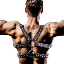 Limmion Harness Leder Dessous Herren Body Brust Harness Fetisch Erotische Brustgurt Sexy Unterwäsche Einstellbar Körper Bondage Geschirr Sexy Outfit für Herren Rave Outfit Männer Punk Gothic Kostüm von Limmion