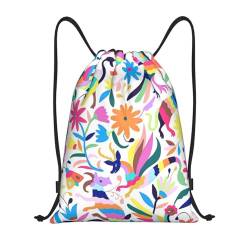 Limpac Mexikanische Haustiere Otomi Print Kordelzug Gym Rucksack Tasche Fitness Reise Strand Sport Aufbewahrung für Männer Frauen, Schwarz , M von Limpac