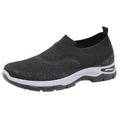 Knit Sneaker Herren Damen Sportschuhe Gym Fitness Outdoor Schuhe Slip on Memory Foam Walkingschuhe rutschfeste Komfortabel Leicht Straßenlaufschuhe Ohne Schnürsenkel Laufschuh von LinRim