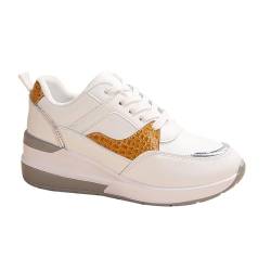 LinRim A Schuhe Damen atmungsaktiv, runde Zehenpartie, Schnürschuh, niedriger Schaft, flach Damenschuhe Winterschuhe (White, 42) von LinRim