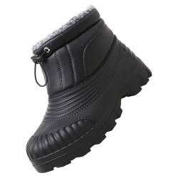 LinRim Herren Schneestiefel Mode Casual Sneakers Atmungsaktive Flache Unterseite Freizeitschuhe Winter Gepolsterte Warme Herrenstiefel Schuhe Herren Arbeitsschuhe (Black, 44) von LinRim