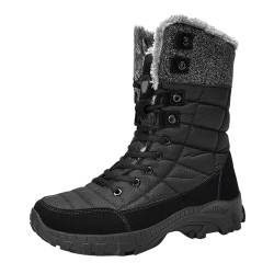 LinRim Schwarz Herren Hoch High-Top-Schneestiefel, modische, lässige Turnschuhe, atmungsaktive, flache Freizeitschuhe, gepolsterte, warme Herrenstiefel für den Winter Herren Schuhe Sneaker (Black, 45) von LinRim