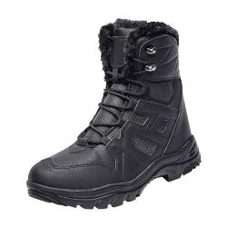 LinRim Schwarz Herren Stahlkappe modische, lässige Turnschuhe, atmungsaktive, Flache Freizeitschuhe, gepolsterte, warme Herrenstiefel für den Winter Chopper Herren (Black, 46) von LinRim