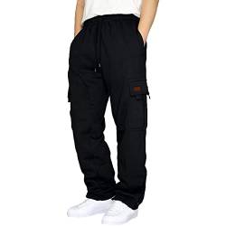 Sport Hose Herren Cargohose Lang Baumwolle Jogginghose Loose Fit Sweatpants Mit Tasche Männer Sweathosen Fitness Sweat Hosen Warme Casual Jogginghosen Sportkleidung von LinRim