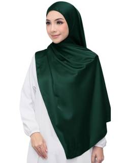 Lina & Lily Luxus-Satin Hijab Kopftuch Schal für Muslimische Frauen Extra Langer (Smaragdgrün) von Lina & Lily