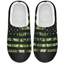 Linomo Jahrgang USA Amerikanisch Flagge Camo Hausschuhe für Unisex Damen Männer Hausschuhe Wärme Drinnen Hausschuhe Schlafzimmer Schuh von Linomo