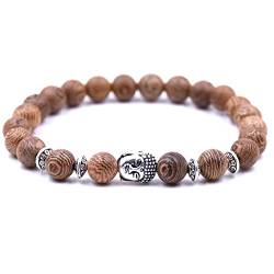 Lion & Son Holz-Perlen Armband Herren Buddha-Armreifen Damen-Armschmuck Gladiator Helm Wood Hamsa Skull Hantel Fitness Bracelet Hand gebunden Armreif Surfer Wasserfest von Lion & Son