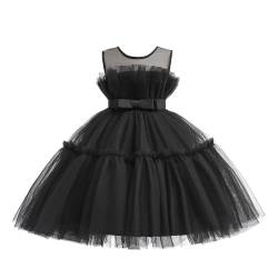 Lito Angels Elegantes Kleid Hochzeit Blumenmädchen Ballkleid Tüllkleid für Kleinkind Mädchen Größe 3-4 Jahre 104, Schwarz (Tag-Nummer 100) von Lito Angels