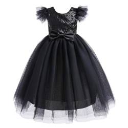 Lito Angels Hochzeit Blumenmädchen Weihnachten Kleid Kleidung Ballkleid Tüllkleid Kinder Mädchen Größe 10-11 Jahre 146, Schwarz von Lito Angels