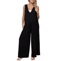 Litthing Jumpsuit Damen Sommer Ärmeloses Playsuit V-Ausschnitt Latzhose Damen Sommer Overall Lang Hose Weites Bein Luftig Jumpsuit Damen Zeigen Pure Eleganz. von Litthing