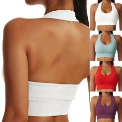 Litthing Neckholder Sport BH Damen, Rückenfrei Gepolstert Sports Bra, Push up Ohne Bügel Bustier Sexy Mittlerer Halt Rückenfrei Crop Top für Yoga Fitness Gym von Litthing