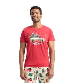 Little Blue House Herren Men's Short Sleeve Pyjama Top Pyjamaoberteil, weihnachtsmotiv, M von Little Blue House