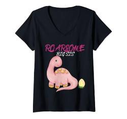 Damen Dinosaurier Big Sister T-Shirts für süße Schwester Mädchen T-Shirt mit V-Ausschnitt von Little Brother Big Sister Toddler Gifts Store